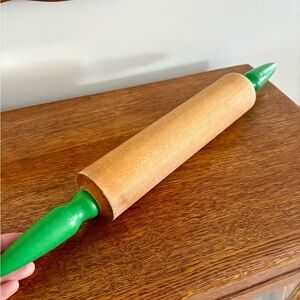 Vintage Green and Wood Rolling Pin